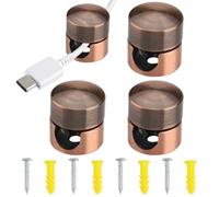 4 Piezas Soporte de Cable Mesa en Aluminio, Clips de Soporte Cable con Anclaje de Expansión, Organizador de Cable de Carga para Escritorio, Mesita de Noche, Pared y Techo (Cobre Antiguo Rojo)