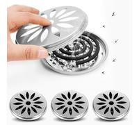 4 Piezas Soporte de Espiral para Mosquitos, Soporte en Espiral Repelente de Mosquitos, Soporte de Espiral para Mosquitos Portátil con Tapa, Soporte de Incienso Anti Mosquitos