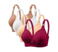 4 piezas soporte de garganta moda fruncido y trenzado con armadura de encaje push up clásico lencería de gran tamaño algodón sujetador para mujer, juego de 4 anti flacidez completa cubierta bustier