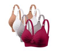 4 piezas soporte de garganta moda fruncido y trenzado con armadura de encaje push up clásico lencería de gran tamaño algodón sujetador para mujer, juego de 4 anti flacidez completa cubierta bustier