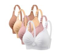 4 piezas soporte de garganta moda fruncido y trenzado con armadura de encaje push up clásico lencería de gran tamaño algodón sujetador para mujer, juego de 4 anti flacidez completa cubierta bustier