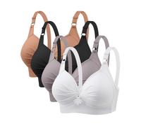 4 piezas soporte de garganta moda fruncido y trenzado con armadura de encaje push up clásico lencería de gran tamaño algodón sujetador para mujer, juego de 4 anti flacidez completa cubierta bustier