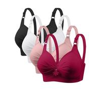 4 piezas soporte de garganta moda fruncido y trenzado con armadura de encaje push up clásico lencería de gran tamaño algodón sujetador para mujer, juego de 4 anti flacidez completa cubierta bustier