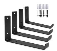 4 Piezas Soporte Estanteria Flotante, Soporte Estante Negro Metal Soporte, Soportes Para Estantes De Pared Con Tornillos, Para Escuadra Pared Cocina ( Color : Black , Size : L 200 X H 150 mm (8X6in) )