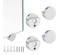 4 Piezas Soporte para Espejo Sin Marco, Soporte de Vidrio Clips de Espejo de Aleación de Zinc Soportes Fijación de Espejos Soporte de Pared con Tacos y Tornillos