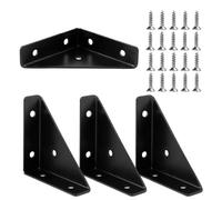 4 Piezas Soportes de Esquina, Conectores de Esquina Muebles Soportes de Ángulo de Metal Soporte de Estante Triangular Sujetador con 20 Tornillos para Madera Escritorio Camas Mesas Gabinetes