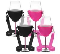 4 Piezas Soportes para Copas de Vino, Soporte Portátil de Copas de Vino de Cuello, Porta Copas Colgante para Navidad, Fiesta de Vino, Boda, Cumpleaños, Fiestas