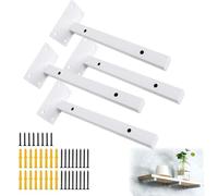 4 Piezas Soportes para Estante Soporte Estanterías de Metal, Soporte Pared Balda Flotante Escuadra Industrial 20 cm, Escuadras Baldas de Hierro Pared Montaje de Estanterias Colgantes Bricolaje Blanco