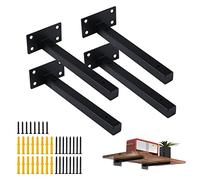 4 Piezas Soportes para Estante Soporte Estanterías de Metal, Soporte Pared Balda Flotante Escuadra Industrial 35 cm, Escuadras Baldas de Hierro Pared Montaje de Estanterias Colgantes Bricolaje Negro