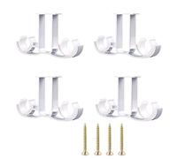 4 Piezas Soportes para Postes de Cortina, Soporte Techo Cortina, Barra Cortina Techo, Soporte de Cortina de Doble Barra, Aleación de Aluminio, para Colgar Persianas, Guardarropa (Blanco)