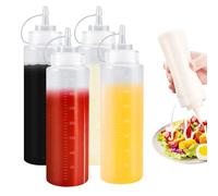 4 Piezas Squeeze Bottle, 350ml 12oz Dispensador de Botellas de Plástico,Botella de Salsa, Condimento Botellas con Tapas, para Salsa de Tomate, Mayonesa, Mostaza, Aceite de Oliva, Salsa Picante