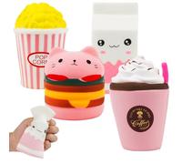 4 Piezas Squishy Toys, Juguetes Blandos en Forma de Comida, Rosa Juguetes Blandos, Adorables Juguetes Sensoriales Kawaii, Slow Rising Juguetes Antiestrés Squishy para Ninos y Adultos