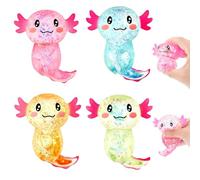 4 Piezas Taba Squishy Axolotl, Brillante Muñeco Antiestres para Niños y Adultos, Relajación Squeeze Toys para Fiestas, Cumpleaños y Regalos