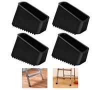 4 Piezas Tacos Escalera Aluminio, 5x2 cm Protector Patas de Escalera, Tapas Protectoras Antideslizantes para Escaleras, Universales Pies de Goma para Escaleras Telescópicas y Convencionales (Negro)