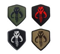 4 Piezas Tácticas Parch Compatibles con Star War Cazador de Recompensas Esqueleto Insignias Películas Parches para el Ropa, Mochila, el Abrigo,Brazos, Chaquetas de Locomotoras