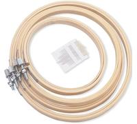 4 Piezas Tambores de bordado de bambú de diferentes tamaños de bambú Anillo de bordado de madera ajustable, Arco de bordado de bordado de círculo de bordado para arte artesanal de costura