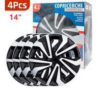 4 Piezas Tapacubos Universales 14"/15"- Cubierta para Rines de Coche, Fácil Instalación, Estilo Plata Premium