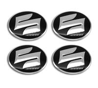 4 Piezas Tapas Centrales Pegatina para Suzuki Dzire 2017-2020, Coche Tapas Centrales De Llanta Etiqueta Tapas de Rueda de Centro Tapacubos Adhesivo,Bla-ck-Silver-56mm