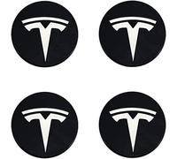 4 Piezas Tapas Centrales Pegatina para Tesla Model Y 2020 2021 2022 2023 2024, Coche Tapas Centrales De Llanta Etiqueta Tapas de Rueda de Centro Tapacubos Adhesivo,Bla-ck-White-65mm