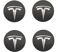 4 Piezas Tapas Centrales Pegatina para Tesla Model Y 2020 2021 2022 2023 2024, Coche Tapas Centrales De Llanta Etiqueta Tapas de Rueda de Centro Tapacubos Adhesivo,Bla-ck-Silver-56mm
