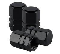 4 Piezas Tapas Válvulas Neumático Coche para Alfa Romeo Junior 2024, Tapa Válvula Aluminio Hexagonales, Universales Tapa Antipolvo, Accesorios,Black