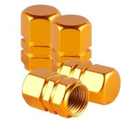 4 Piezas Tapas Válvulas Neumático Coche para Skoda Karoq NU7 I 2017-2024, Tapa Válvula Aluminio Hexagonales, Universales Tapa Antipolvo, Accesorios,Gold