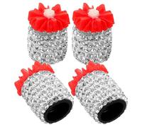 4 Piezas Tapones de Válvula Gemas para Coche, Ajuste | Goma y Rhinestone, Adorno Brillante, para Suv y Atv, Recambio en Rueda y Vástago