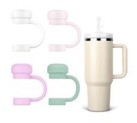 4 Piezas Tapones para Pajitas, Reutilizables Cubiertas de Pajita, 10mm Silicona Tapón de Pajita Suave Straw Cover Lindo Funda Antideslizante Protectora de Paja Tapa de Paja (4)