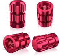 4 Piezas Tapones Rueda Coche para Volvo S60 S80 S90 V60 V70 V90, Tapones de Válvula en Aleación de Aluminio Tapas Válvulas Neumático Accesorios,L-Rot/E