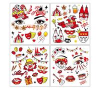 4 Piezas Tatuajes Temporales de Colonia Tatuajes de Colonia Pegatinas Tatuajes de Cara de Colonia Tatuajes de Halloween Tatuajes de Cara para Disfraz de Halloween