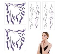 4 Piezas Tatuajes Temporales Demonio Violeta Pegatinas de Tatuaje Falso con Rayo Morado Azul para Cosplay, Halloween, Festivales de Música, Raves, Maquillaje Corporal y Facial