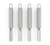 4 Piezas Tenedores de Patatas de Acero Inoxidable, con 3 Dientes, Pinchos para Mazorcas de Maíz Reutilizables, Tenedor de Barbacoa para Asar Maía Patata Carne, Para Camping, 18,5 × 1,5 cm