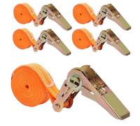 4 Piezas Tensor De Carraca, Correa para Trinquete, Correas De Tensión, Correas De Amarre con Trinquete, Correas De Poliéster Cinchas De Sujeción De Carga para Baca, Equipaje, Lonas, Color Naranja