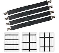 4 piezas Tensor de sábanas elásticas, 55-220 cm Ajustables Tensor de sábanas con Clips metálicos,tensores sabanas pinzas para sábanas de cama clips, sujetadores de sábanas,para Mantel,Mantel,Blanco