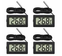 4 piezas Termómetro Acuario con sonda Mini Termómetro Digital LCD | Mini termómetro digital LCD precisión sonda impermeable refrigerador terrario agua dulce piscina bebé reptil incubadora