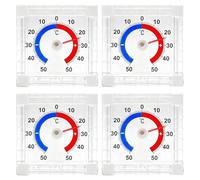 4 Piezas Termómetro de Ventana Autoadhesivo, Termómetro Analógico Escala Bicolor, Termómetro exterior de ventana, Medición Precisa -50 °C tot 50 °C, Unidades Termómetro Exterior para Hogar Jardín