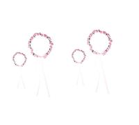 4 Piezas Tocado De Novia y Pulsera y Lazo De Mano Accesorios Para El Cabello Guirnalda De Pelo y Pulsera Floral Diadema y Muñequera De Flores Rosa SAFIGLE