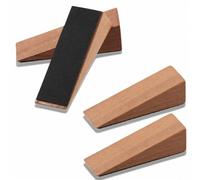 4 Piezas Topes de Puertas de Madera, 9x3x2,5 cm Cuñas de Madera con Base de Goma Antideslizante, Cuña para Puerta HAYA para Parte Inferior de Puerta en Azulejos, Hormigón (Marrón)