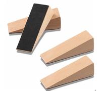 4 Piezas Topes de Puertas de Madera, 9x3x2,5 cm Cuñas de Madera con Base de Goma Antideslizante, Cuña para Puerta HAYA para Parte Inferior de Puerta en Azulejos, Hormigón (Beige)