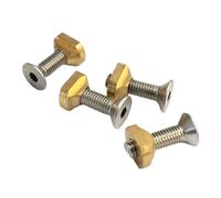 4 Piezas Tornillo Tabla de Surf Placa Metal Deslizante Accesorios sin Herramienta para Longboard Surfistas Adecuado para Deportes Acuáticos, Tornillos hexagonales, Latón M6