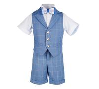 4 Piezas Traje Corto de Boda para niños, Conjunto de Ropa de Ceremonia, Camisa + pantalón + Chaleco + Pajarita, 2-13 años