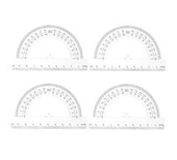 4 Piezas Transportador de 180°, Transportador Semicircular Plástico, Herramienta de Geometría Matemátican para Material Oficina Escolar