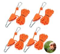 4 Piezas Trinquete para Cuerda Ajustable de 4 m con Gancho, Rope Ratchet 4 mm, Suspensión para Lámpara de Planta, Tienda, Senderismo