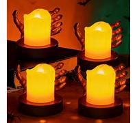 4 Piezas Velas LED Sin Llama de Halloween, Luces de té sin Llama Velas, Velas decorativas de Halloween, velass de té para decoración de halloween y fiestas, decoración de mesa para fiestas