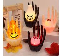 4 Piezas Velas LED Sin Llama de Halloween, Velas LED Halloween, Velas de Te led Candelabro Halloweens Decoracion Mesa, Flameless Candle para Decoraciones de Halloweens Favores de Fiesta