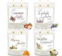 4 Piezas Velas Perfumadas Regalo Juego, 1280g Doble Mecha Vela Aromática Regalo de Velas de Aromaterapia Cera de Soja Natural, Velas Perfumadas para Regalar, Regalos para Mujer, Madre
