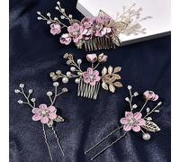 4 Piezas Vestir Tocados de Invitados a la Boda, Accesorios Nupciales, Tocado de Novia, Accesorios cabello morado para Novias, Damas de Honor o Muchachas de las Flores, Simple y Generoso (Violeta)