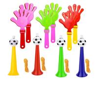 4 Piezas Vuvuzela Trompeta de Animadora Tocando Plástico, 6pcs Aplausos de Mano para Hacer Ruido de Fiesta, Bocinas de Plástico para Estadio Bocinas para Animar Futbol para Fiesta Niños, Cheer Cuerno