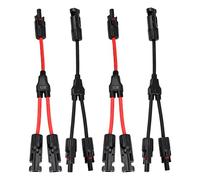 4 Piezas Y Conectores Solares, 30A 1000V DC Conector Panel Solar, Cable Solar Y, Adaptador Y Solar 1 a 2 MMF/FFM, IP67 Cable MC4 Fotovoltaico, Divisor para Conexión en Paralelo para Solar Fotovoltaico