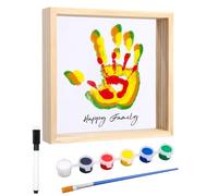 4 PiezasKit de Huellas de Manos Familiares,Huellas Bebe Recien Nacido,Marco Artesanal de Madera,con Espacio para 4 Huellas,Marco de Huellas de Manos Transparente,Regalo para Nuevos y Futuros Padres